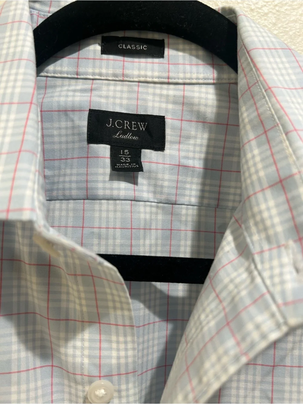 J. Crew Men’s Light Blue and Pink Windowpane Dress Shirt